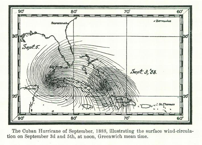 แผนที่เก่าการเดินทางของพายุ